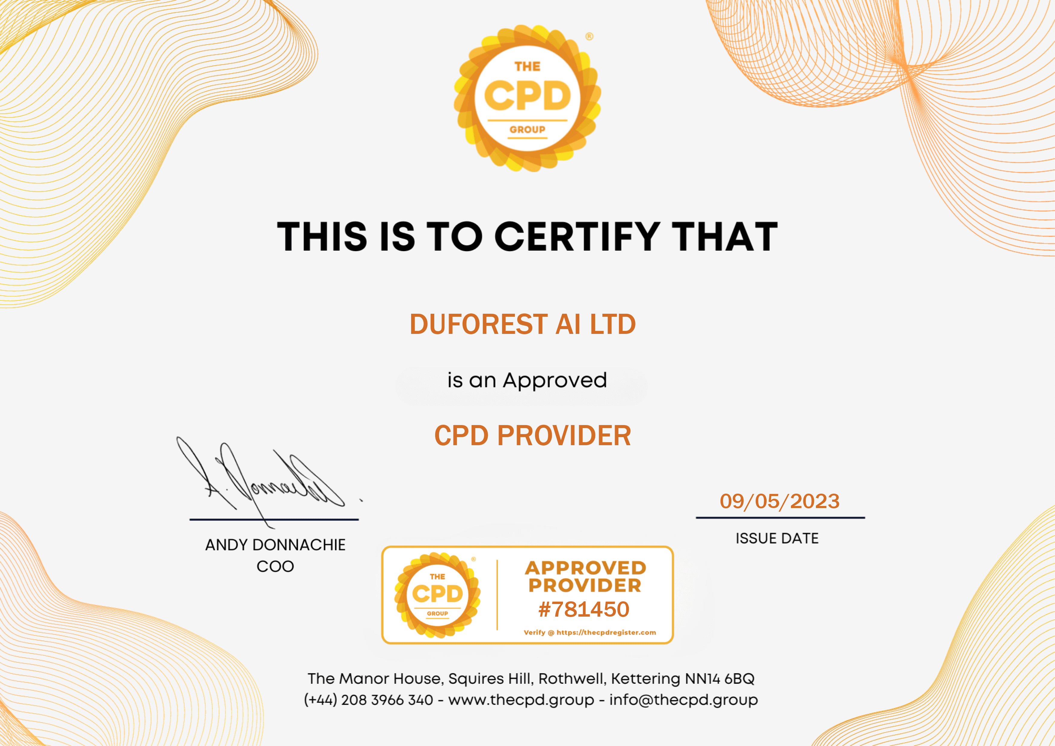 CPD Approval Certificate 781450 reduced